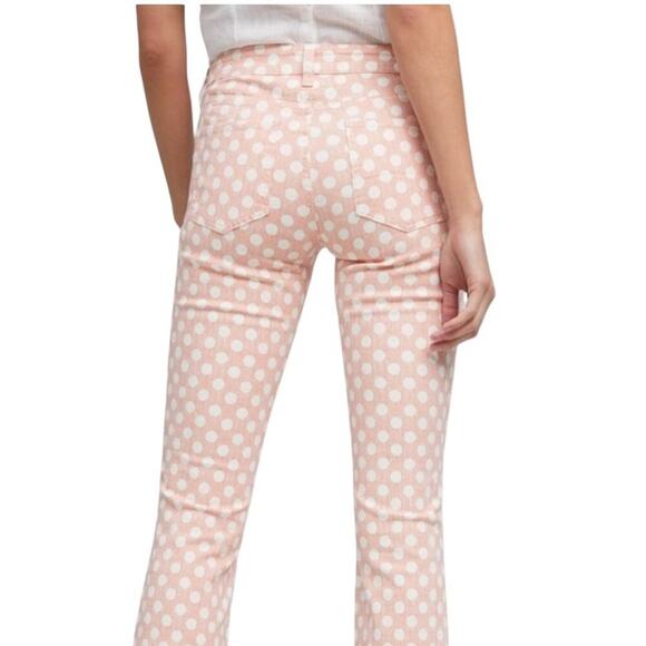 Pilcro (Anthropologie) High Rise Bootcut Pink & White Polka Dot Jeans, 28 Petite - Picture 4 of 10